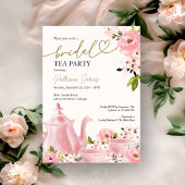 Blush Gold Bloemen Bruids Tea Party Recept Kaarten