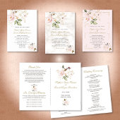 Whimsical Blush Gold Flowers Monogram Weddenschap Bedankdoosjes