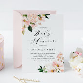 Blush Pink Magnolias and Hydrangeas Wedding Folie Uitnodiging