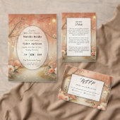 Blush Perzik Betoverde Bos Lantaarn Bruiloft Kaart (Personaliseer de collectie van deze zelfstandige maker.)