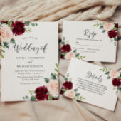 Bourgogne Rode Wijn Bloemen Bewaar de datum Acryl Uitnodigingen