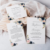 Navy Blush Roze Bloembloesem Liefde is Zoet Reclamebord Met Voetstuk