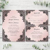 Blush Roze en Zwart Elegant Minimalistische Bruilo Save The Date (Personaliseer de collectie van deze zelfstandige maker.)