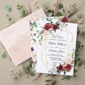 Budget Blush & Bourgondië Bruiloft Jubileum uitnod (Personaliseer deze collectie van deze onafhankelijke maker. Test)