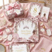 Blush Roze Gouden Flora Quinceañera Menu