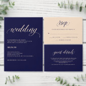 Blush en Navy Typografie | Bruiloft Bewaar de datu Save The Date (Personaliseer de collectie van deze zelfstandige maker.)