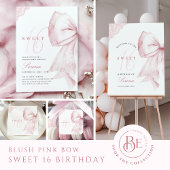 Blush Pink Bow Sweet 16 Verjaardag Poster