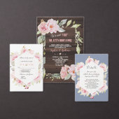 Mooi blozend bloem geometrisch stoffig blauwe trou RSVP kaartje (Personaliseer de collectie van deze zelfstandige maker.)