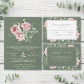 Blush Pink Floral Eucalyptus Sage Green Wedding Menu (Personaliseer de collectie van deze zelfstandige maker.)