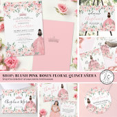 Bloemen Blush Roze Quinceanera Uitnodiging