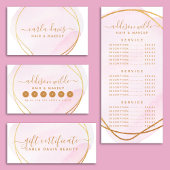 Script Blush Roze Waterverf Gouden Salon Brochure Drieluik Kaart