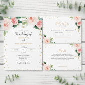 Blush pink gold peony floral elegant wedding menu (Personaliseer de collectie van deze zelfstandige maker.)