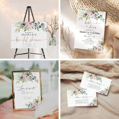 Blush Roze Groen Bruids Douche Uitnodiging