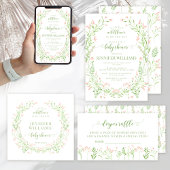 Rustiek groen roze klein wilde bloem baby shower papieren bordje