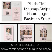 Blozende Roze Script Logo Foto Make-up Bedankt Ronde Sticker