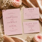 Elegante Rode Typografie Blush Roze Bruiloft Bedankkaart
