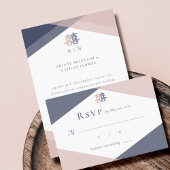Blush roze blauw geometrische Chinese bruiloft RSV Kaart