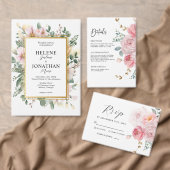 Elegante Bloemen Blush Roze Tuin Trouwdetails Informatiekaartje (Personaliseer de collectie van deze zelfstandige maker.)