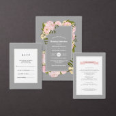 Blush roze Waterverf Peonies Gray Weddenschap Kaart (Personaliseer de collectie van deze zelfstandige maker.)