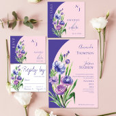 Modern Purple Floral Blush Wedding Save the Date
