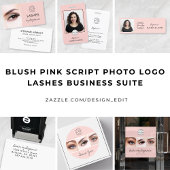 Blush Pink Black Script Photo Lashes Studio Visitekaartje