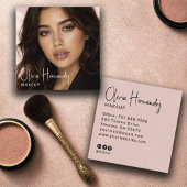 Blush Roze Zwarte Script 3 Foto Make-up  Visitekaartje