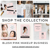 Elegant Blush Pink Black Script 3 Photo Makeup Vierkante Visitekaartje