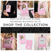Modern Eenvoudig Logo Blush Roze Witte Kapper Visitekaartje