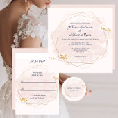 Blush Pink and Gold Wedding Kaart