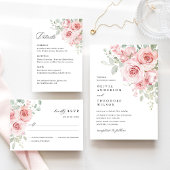 Trouwceremonie met Roze Bloemen Programmakaart