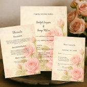 Blush Roos Romantische Bloemen  gastenkaart Bedankkaart