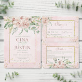 Blush Rozen & gouden accenten bruiloft Save The Date (Personaliseer de collectie van deze zelfstandige maker.)