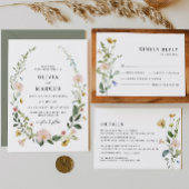 Blush Spring Whimsical Wildflower Elegant Bruiloft Programmakaart