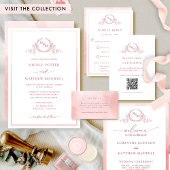 Elegant Monogram Blush Roze Bruiloft Programma