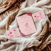 Blush Wine Citrus Bridal Shower Bedankkaart