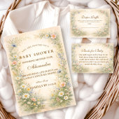 Blush Yellow Wildflower Baby Shower Kaart