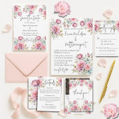 Romantische pioen bruiloft uitnodiging