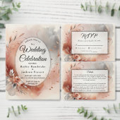Blushing Petals and Silver Swirls Wedding Informatiekaartje (Personaliseer de collectie van deze zelfstandige maker.)