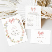 Meisjes 'Pink Bow Vrouwelijke Coquette Baby shower Bedankkaart