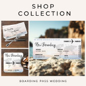 Boarding Pass Ocean Sunset Destination Wedding Kaart