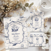 Boat Toile Nautisch Baby shower Diapper Raffle Informatiekaartje