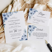 Dusty Blue Floral Mr en Mrs Heart Script Wedding Papieren Bekers