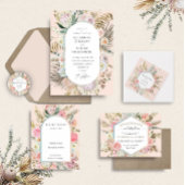 Tropische Boheemse Blush Verticale RSVP-kaart RSVP Kaartje