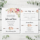 Boheemse bloem waterverf bloemen Boho bruiloft Kaart (Personaliseer de collectie van deze zelfstandige maker.)