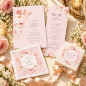 Boho Bleekroze Rozen Save the Date Kaart
