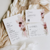 Stoffige roze pampas bloemenbruiloft gedenkteken reclamebord met voetstuk