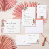 Boho Floral Pampas Grass huwelijksuitnodigingen Acryl Uitnodigingen (Personaliseer de collectie van deze zelfstandige maker.)