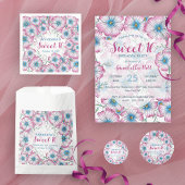 Bohemian Pastel Bloemen Roze Blauw Zoet 16 Spandoek