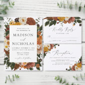 Boho Autumn Floral Wedding All In One Uitnodiging (Personaliseer de collectie van deze zelfstandige maker.)