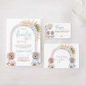 Boho Beer Twins Boy en Girl Bedankkaart